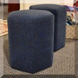 F68. Pair of upholstered hexagonal footstools. 